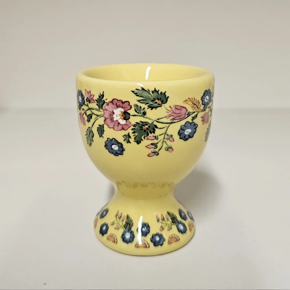 Pottery Barn Floral  Ceramic Botanical Bunny Egg Cups Set - Pastel Colors